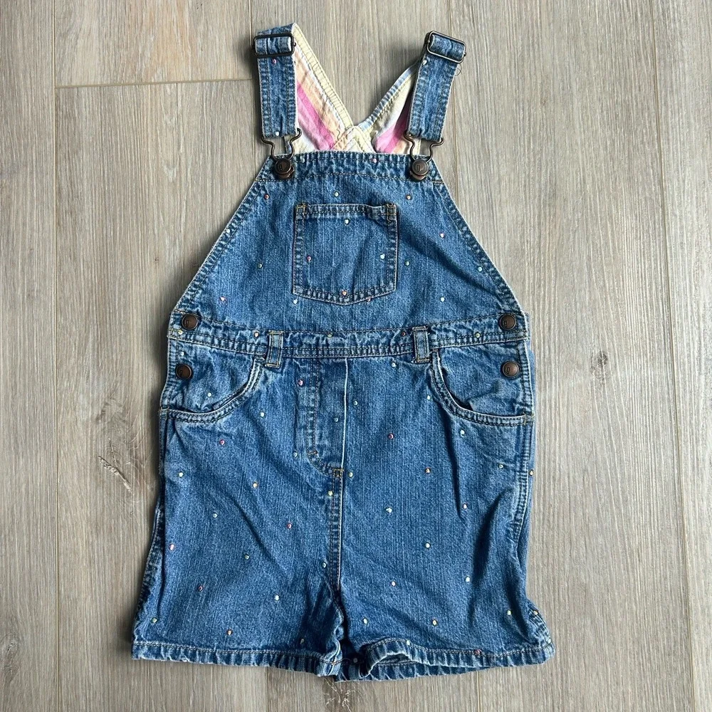 VTG‎ Gymboree 2002 Polka Dot  Denim Shortalls Girls Size XL (6yrs)